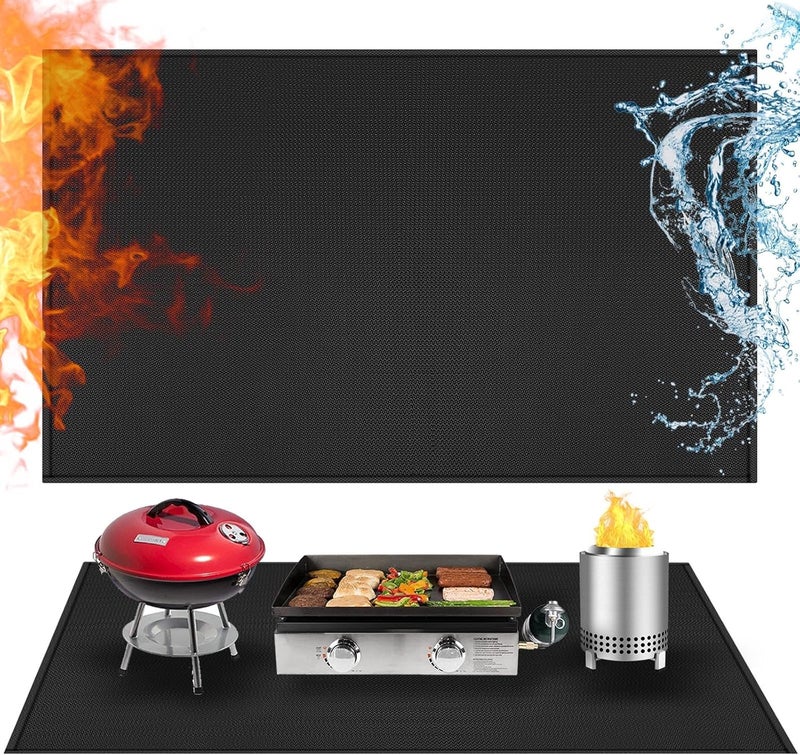 Amerbro 24x42in Heat Resistant Grill Mats for Outdoor Grill to Protect Your Prep Table and Outdoor Grill Table - Fire Proof & Water Proof & Oil Proof BBQ Mat - Black (1mm) - Image 1